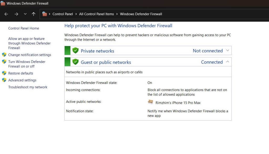 firewall settings