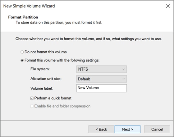 new simple volume wizard