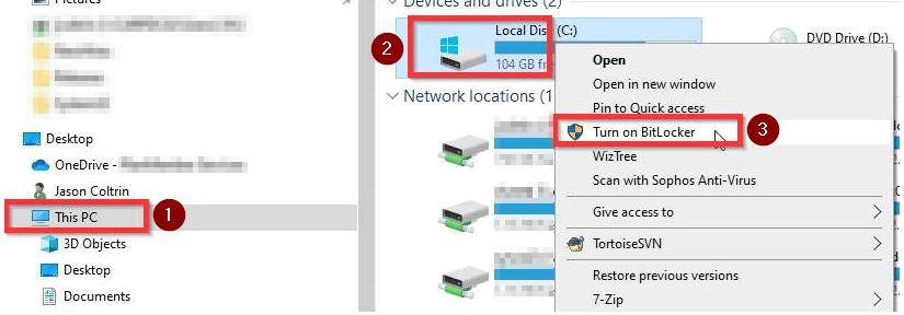 turn on bitlocker windows pc