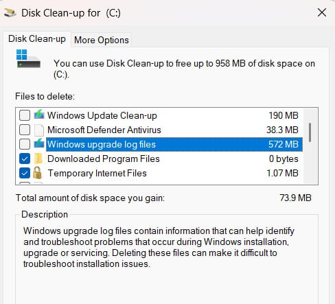 advanced disk cleanup