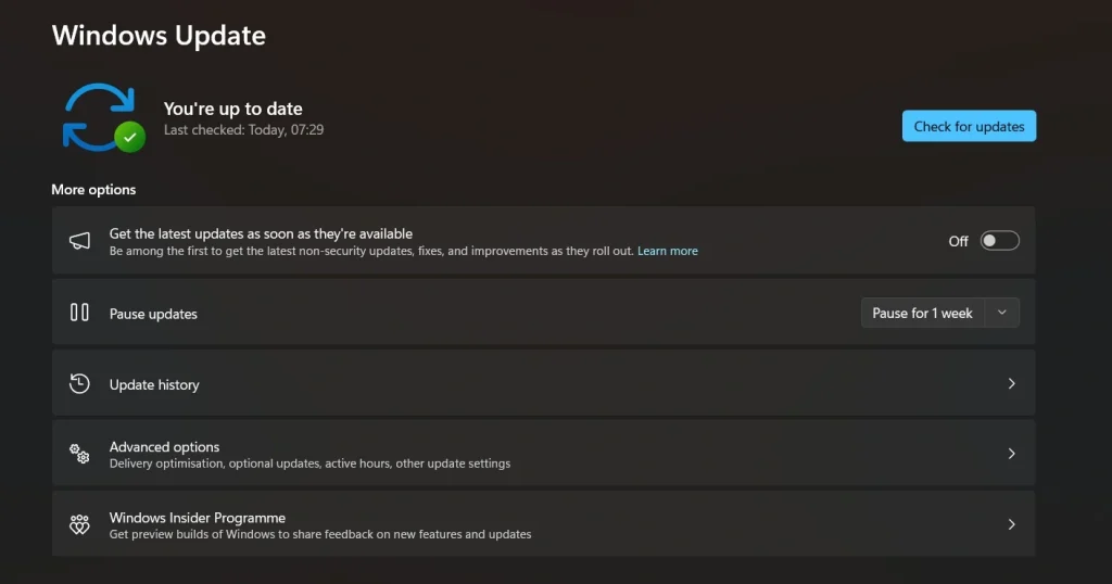 check for updates windows os