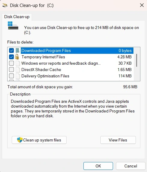 clean up system files disk cleanup