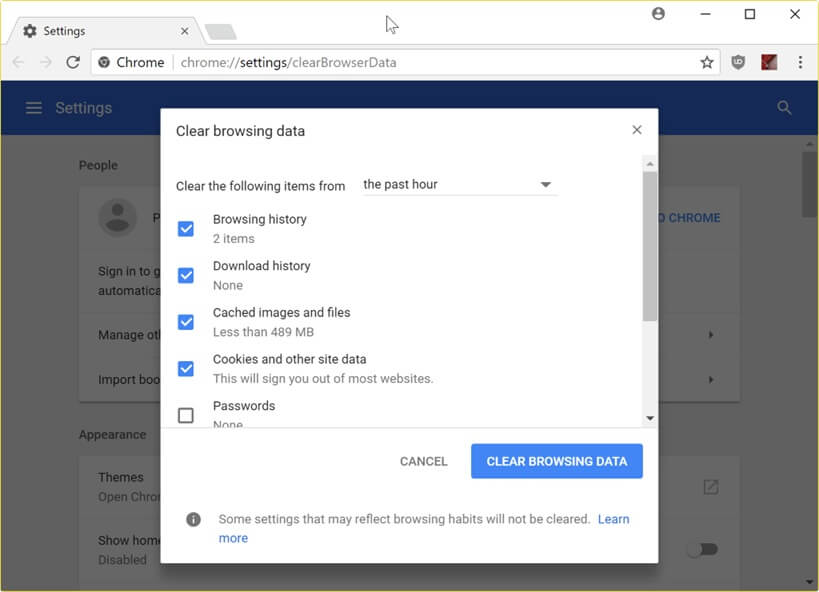 clear browser cache