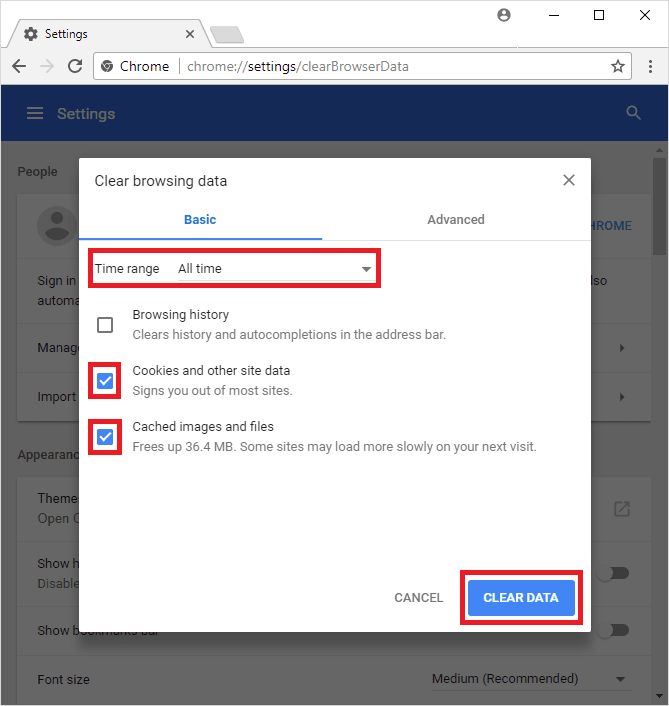 clear browser cache