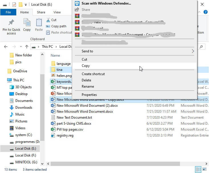 copy files to external drive