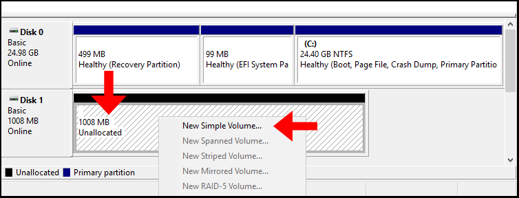 create new simple volume