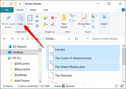 cut copy files to external drive
