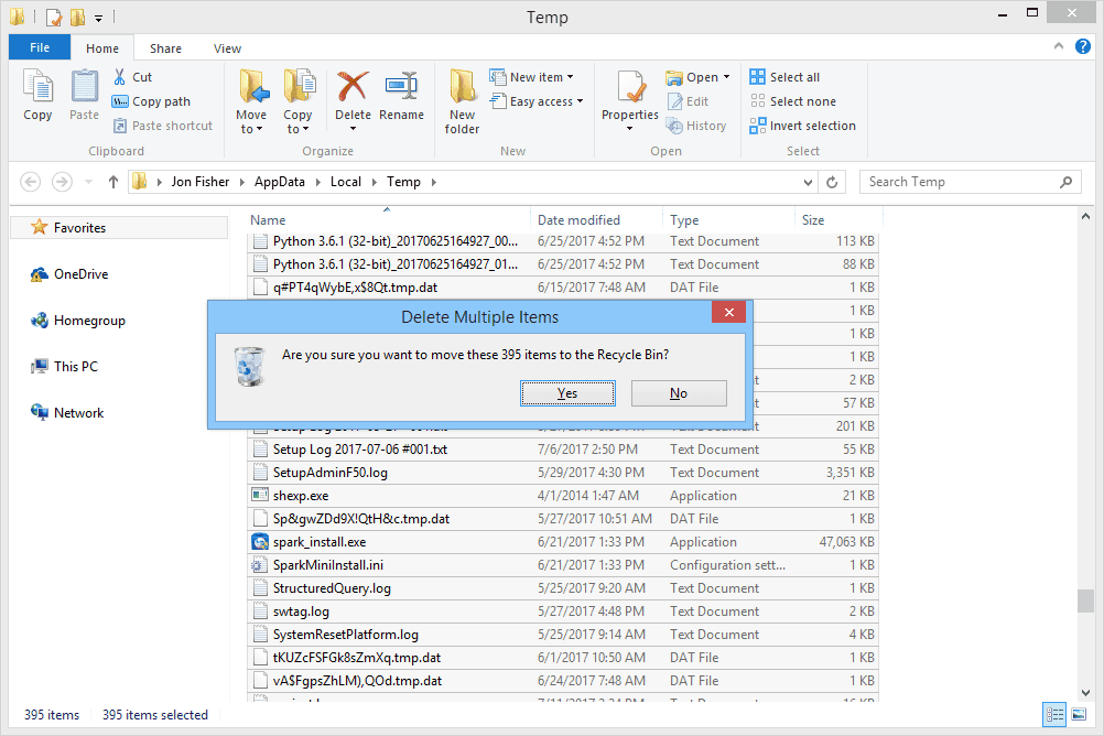 delete temp files windows pc