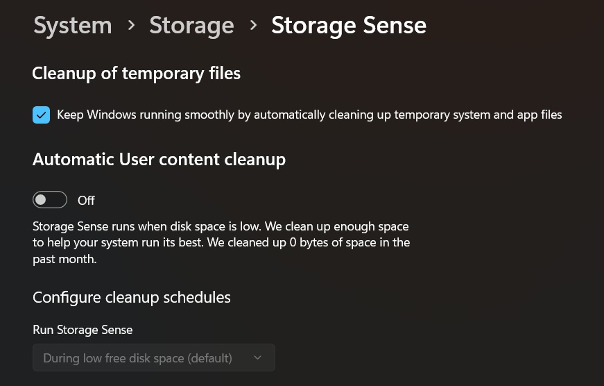 enable storage sense windows pc