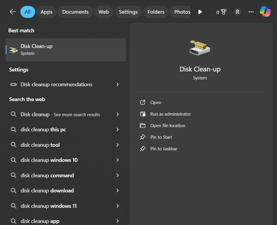 open disk cleanup