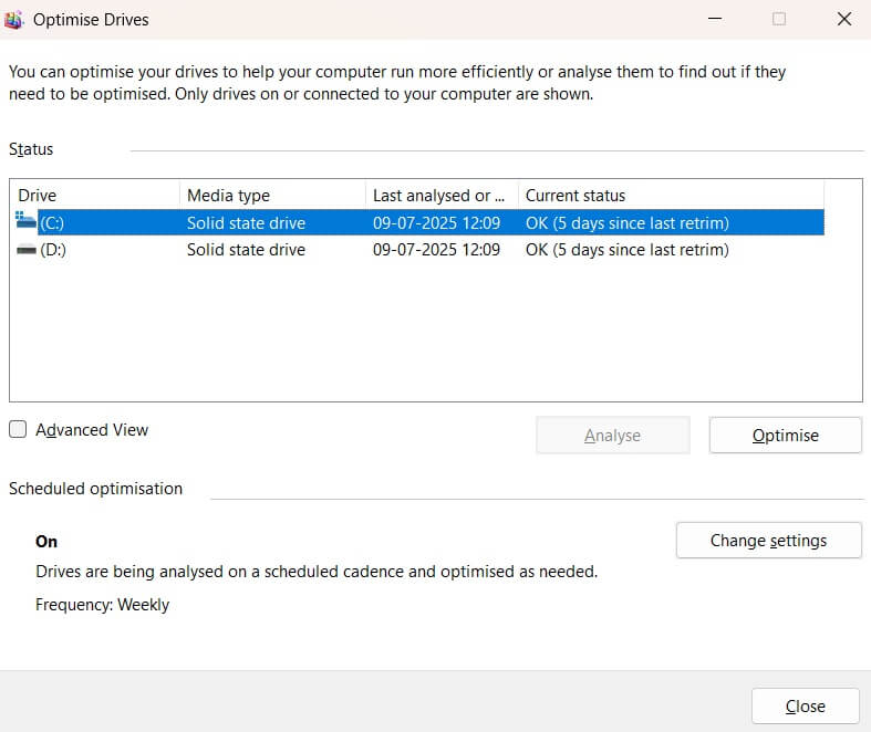 optimize hard drive