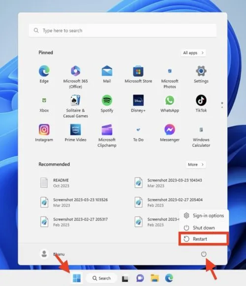 restart windows pc
