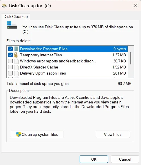 run disk cleanup tool