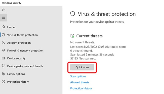run virus scan
