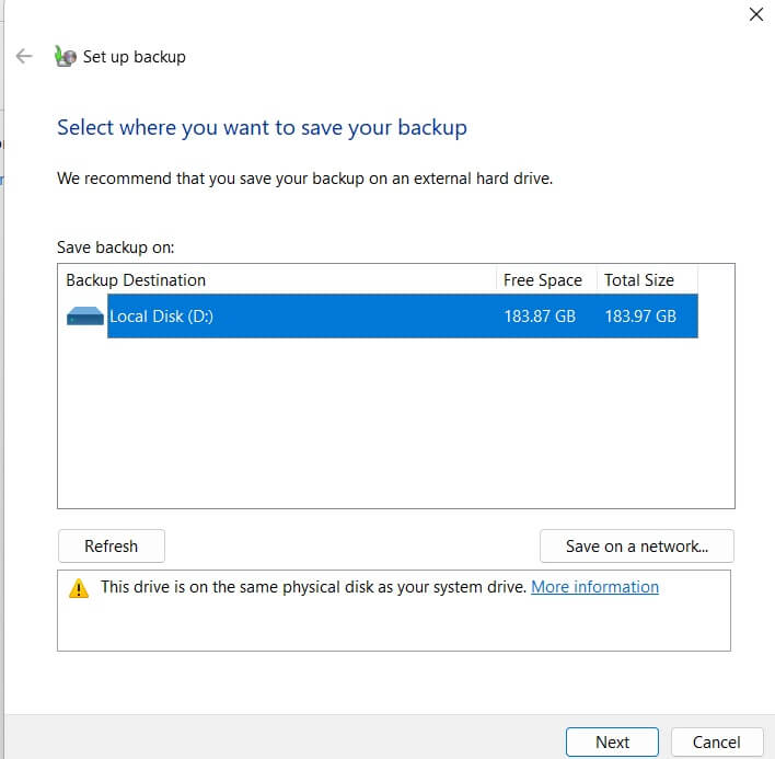 set up backup
