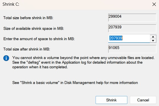 shrink volume