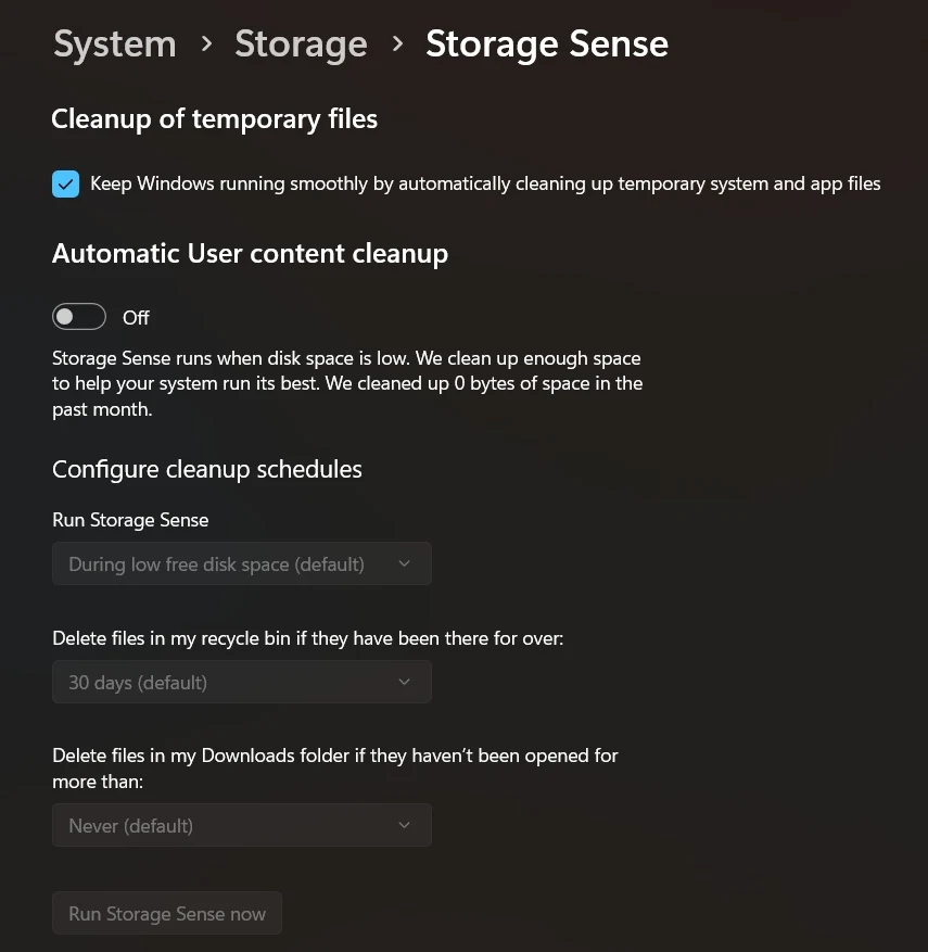 storage sense settings