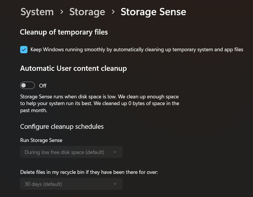 storage sense