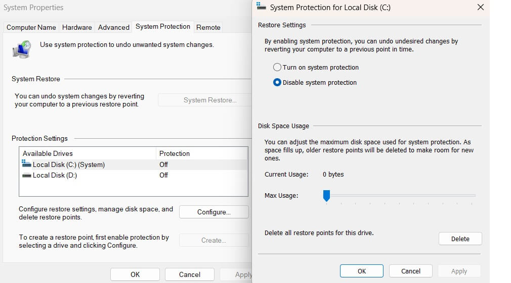 system properties