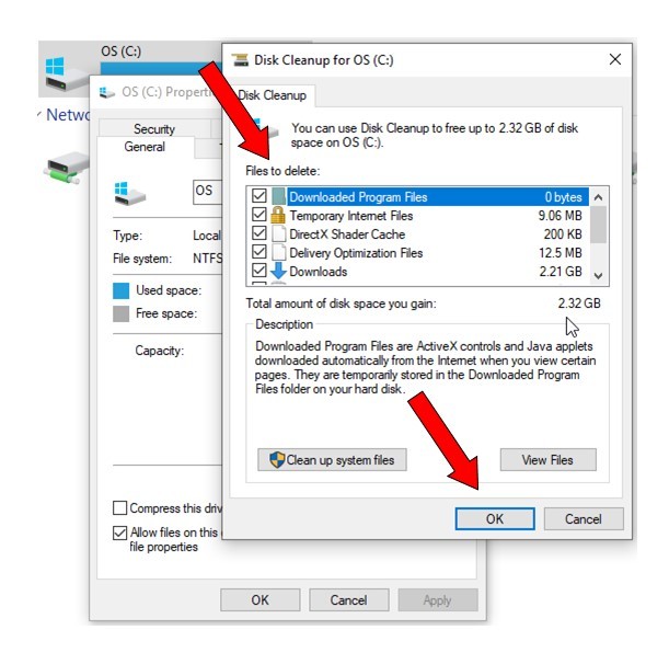 use disk cleanup tool