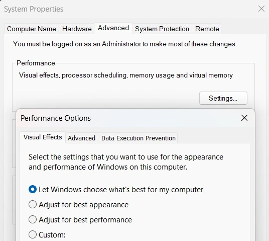 windows system properties