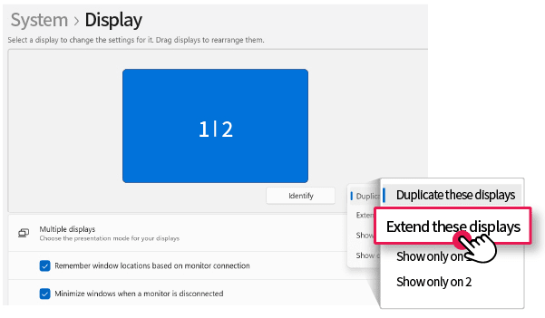 configure multiple display windows pc