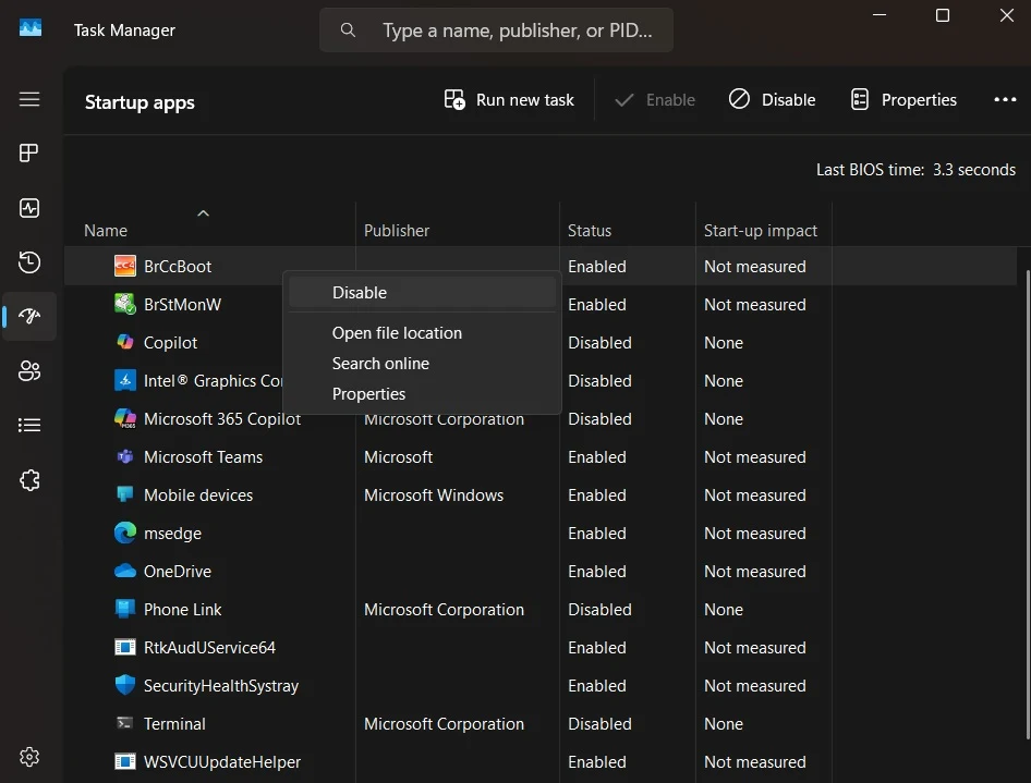disable startup apps windows pc